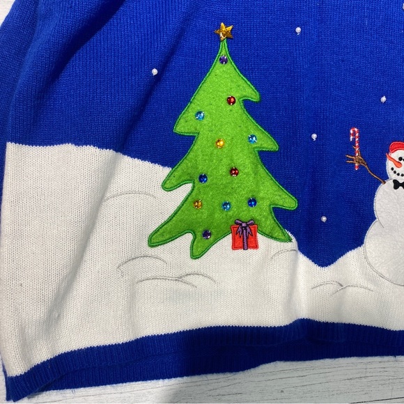 Christmas holiday spirit festive party sweater snowman bedazzled tree plus 4X - Picture 4 of 9